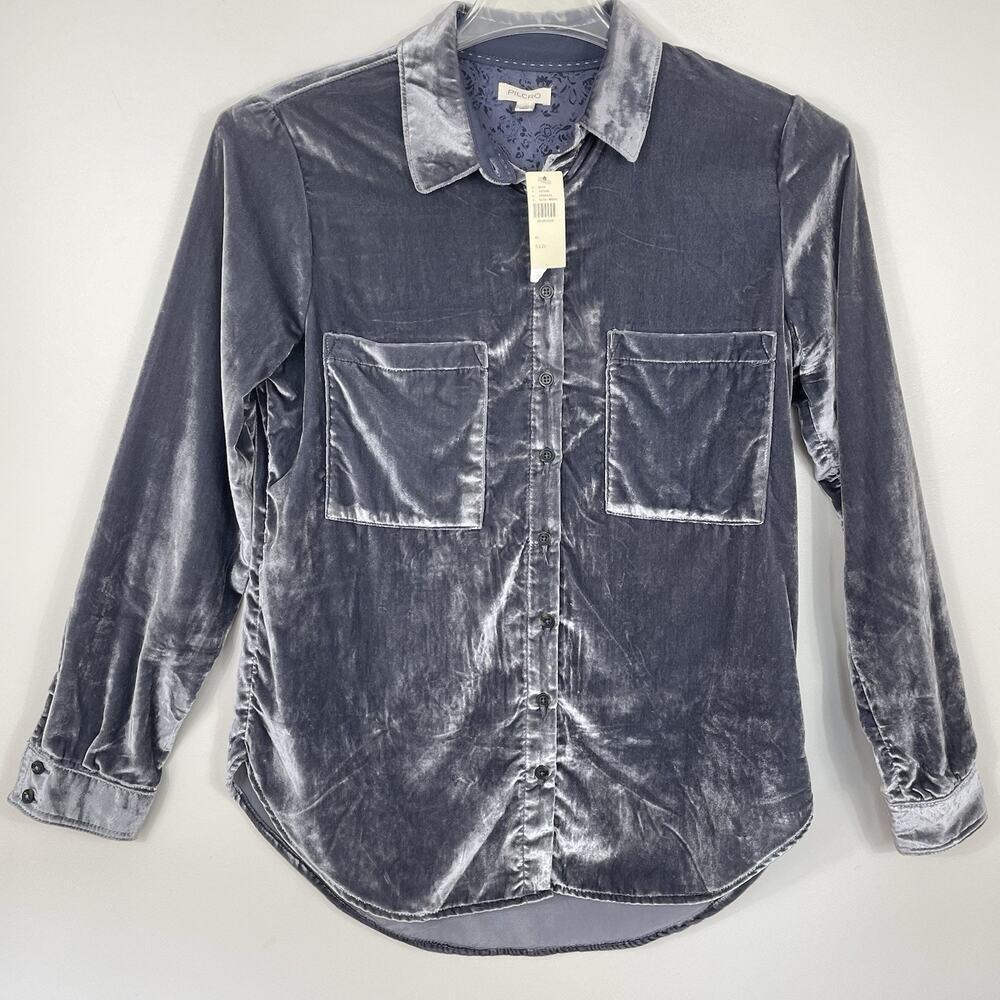 Pilcro Anthropologie The Hadley Relaxed Velvet Buttondown Shirt Size XS NEW